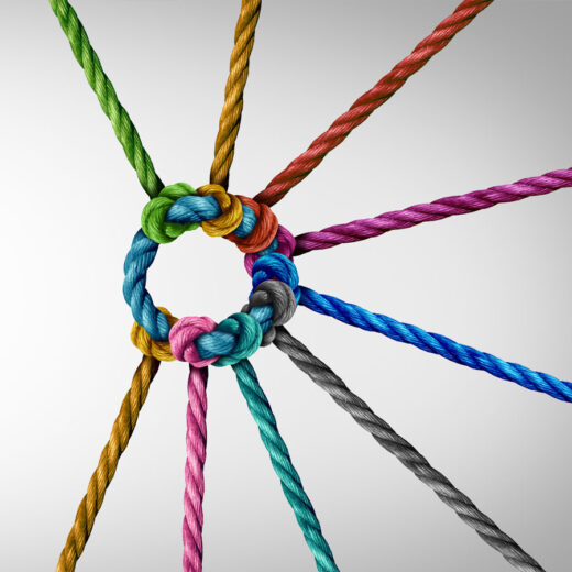 Brightly colored ropes tied in circle
